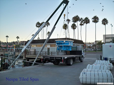 Tiled Spa Delivery By Crane 1