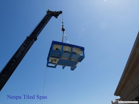 Tiled Spa Delivery By Crane 49