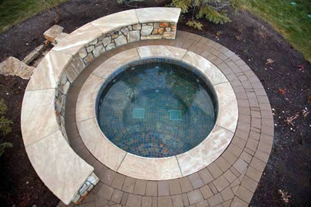 Residential 7 foot Round Tiled Spa